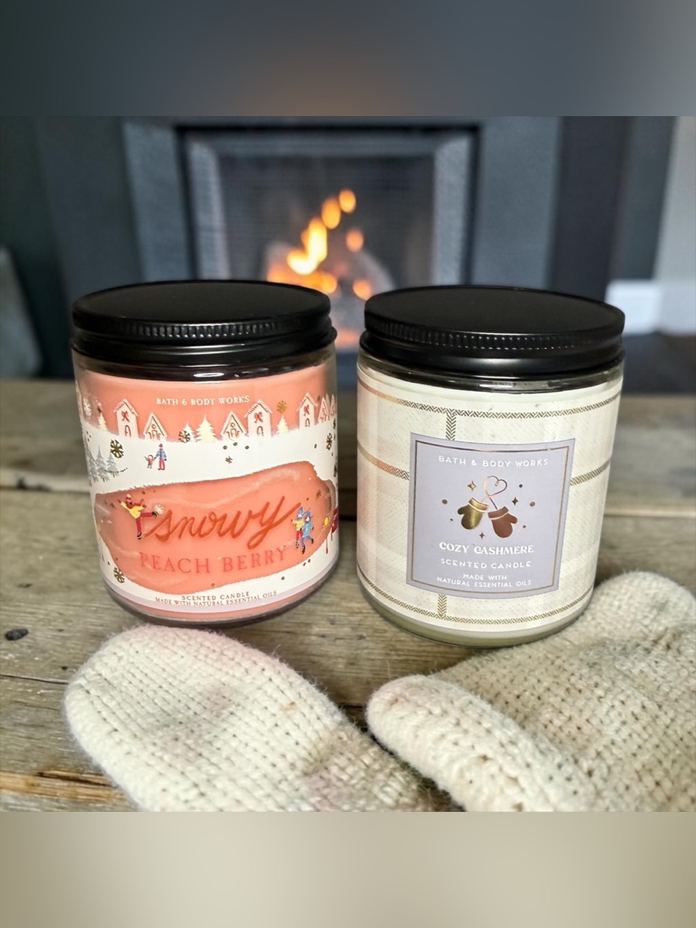 🩷♥️B2G1 FREE♥️BBW♥️Snowy Peach Berry & Cozy Cashmere Single Wick Candle Duo/NWT